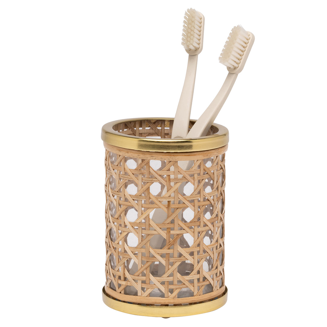 Norwell Rattan/Clear Glass/Gold Stainless Steel Bathroom Accessories
