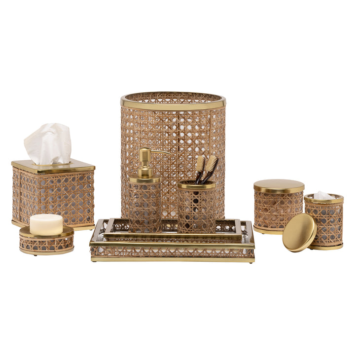 Norwell Rattan/Clear Glass/Gold Stainless Steel Bathroom Accessories