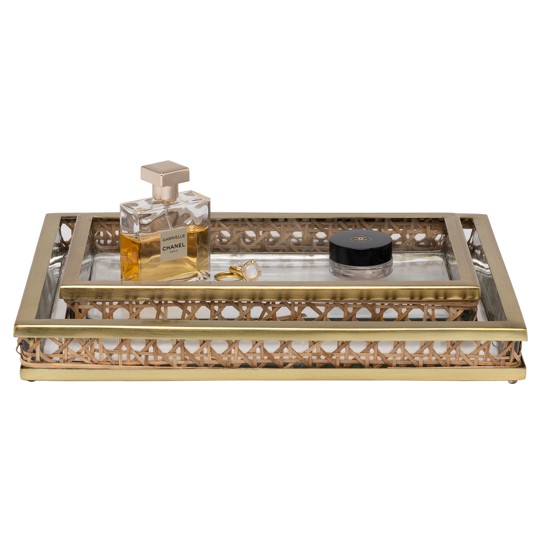 Norwell Rattan/Clear Glass/Gold Stainless Steel Bathroom Accessories