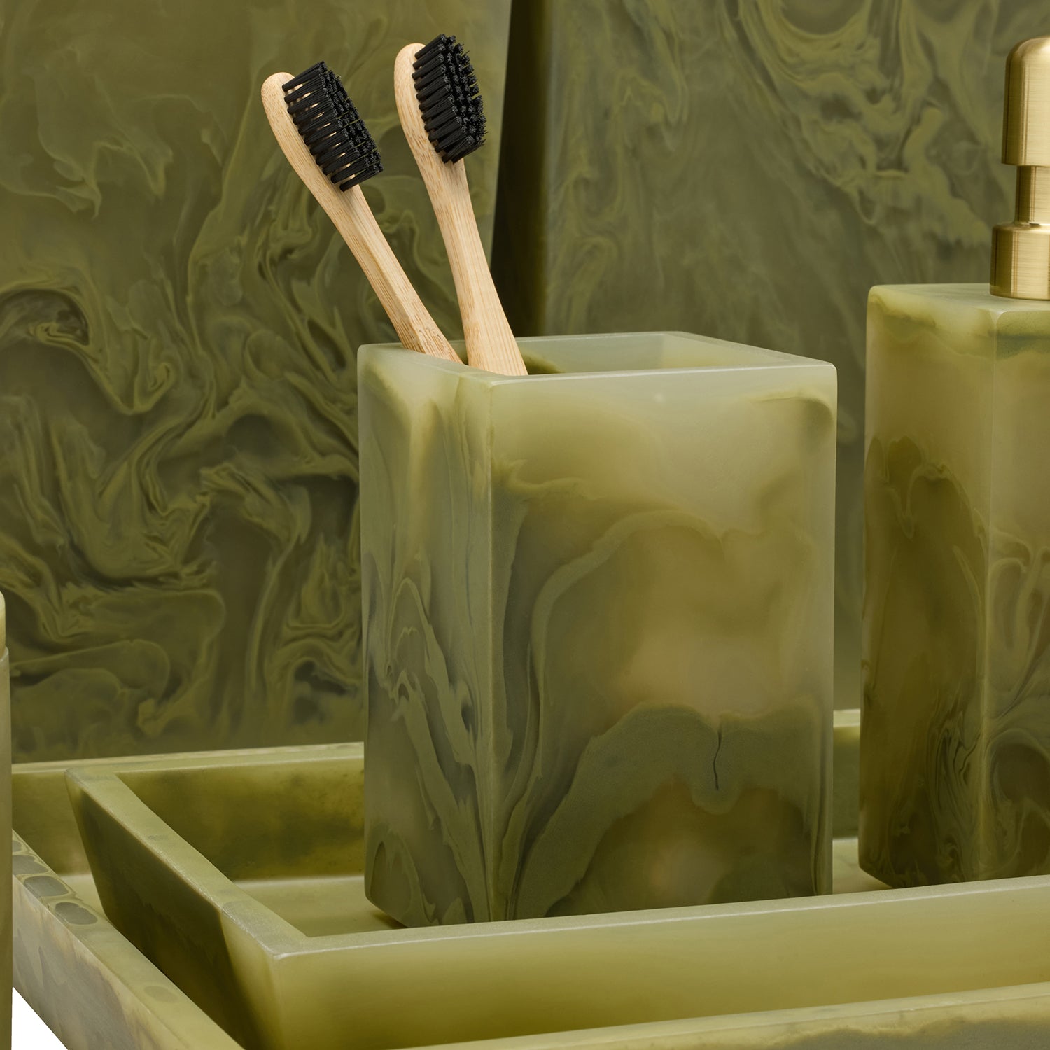 Novo Pale Jade Swirled Resin Bathroom Accessories - Thumbnail 3