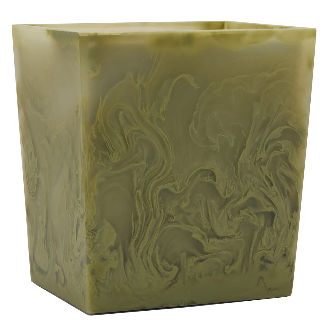 Novo Pale Jade Swirled Resin Rectangle Wastebasket