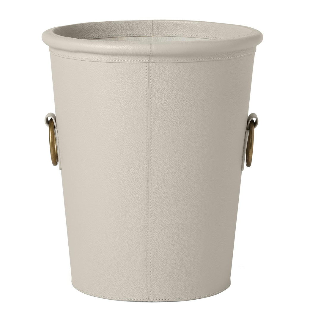 Ogden Full-Grain Leather Wastebasket (Light Gray)