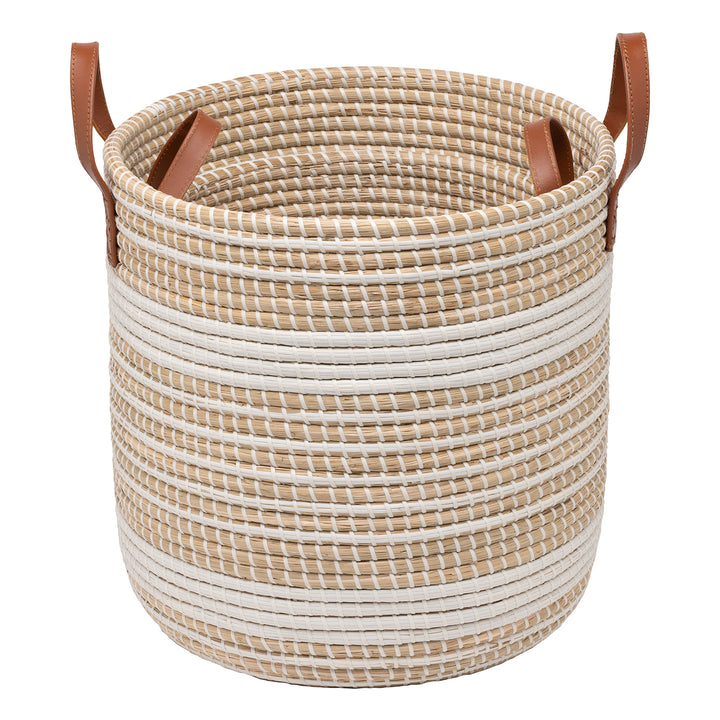 Olinda Natural Seagrass Nesting Baskets Set/2 (White/Natural)