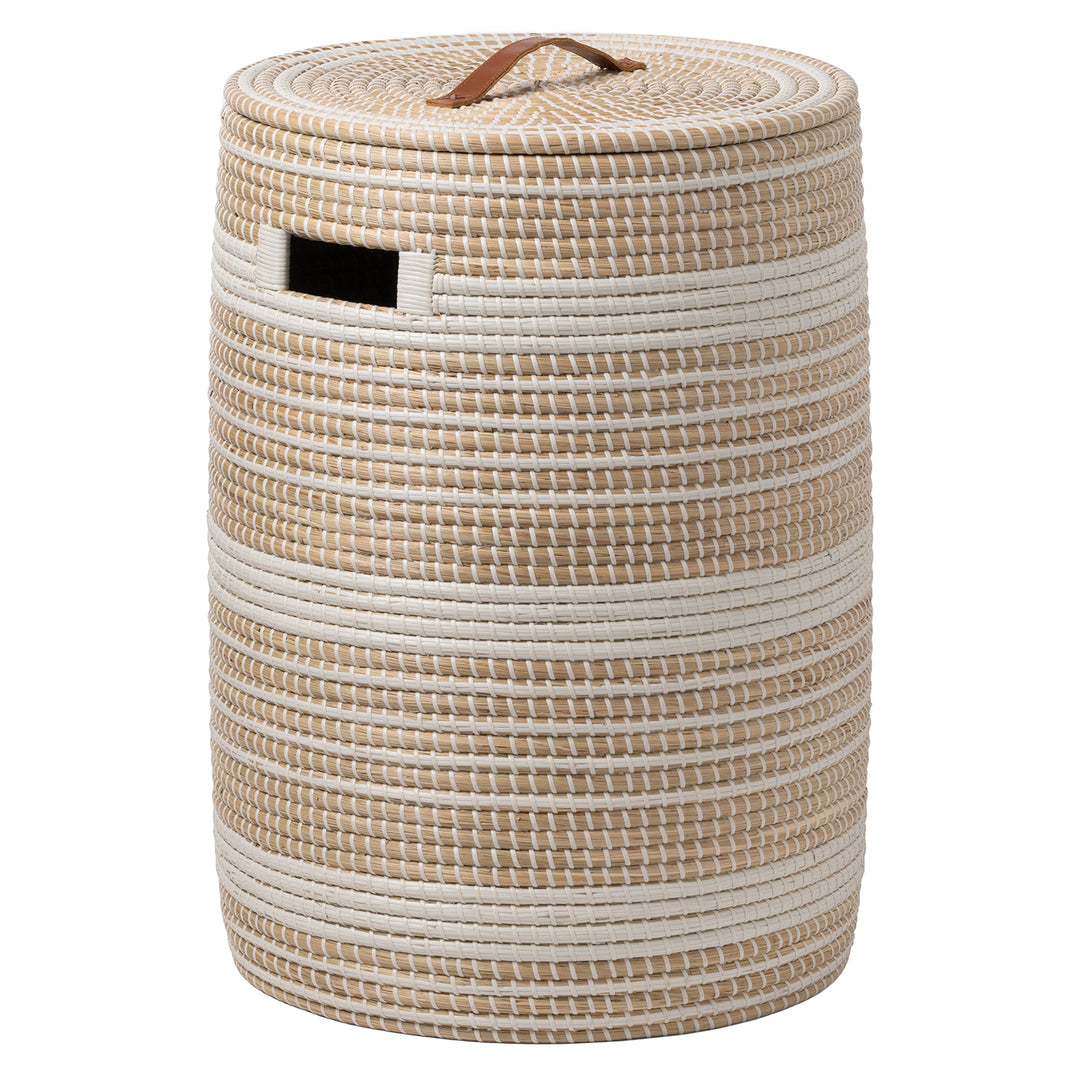 Olinda Natural Seagrass Hamper (White/Natural)