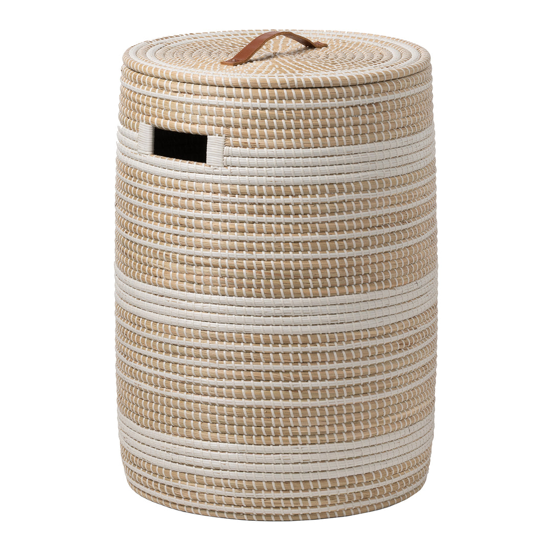 Olinda Natural Seagrass Hamper (White/Natural)