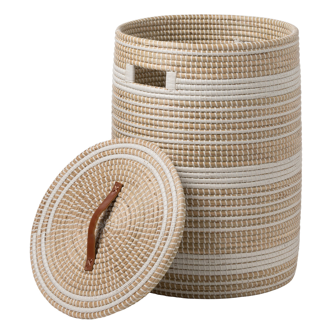 Olinda Natural Seagrass Hamper (White/Natural)