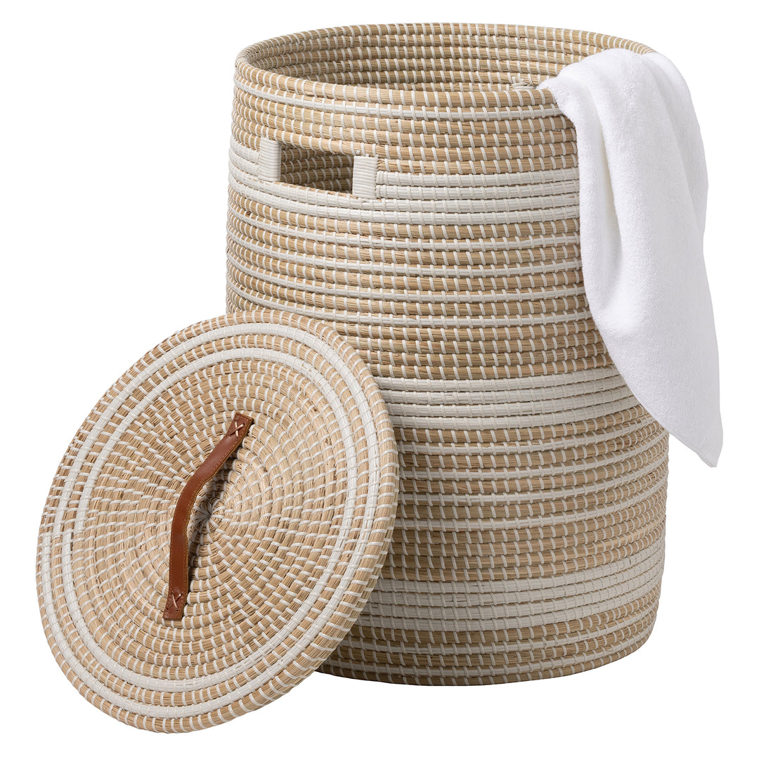 Olinda Natural Seagrass Hamper (White/Natural)