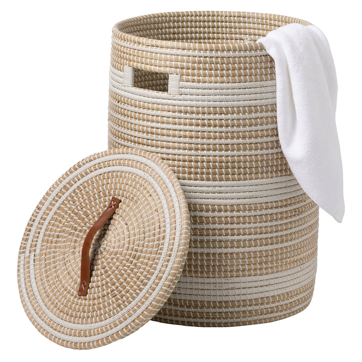 Olinda Natural Seagrass Hamper (White/Natural)
