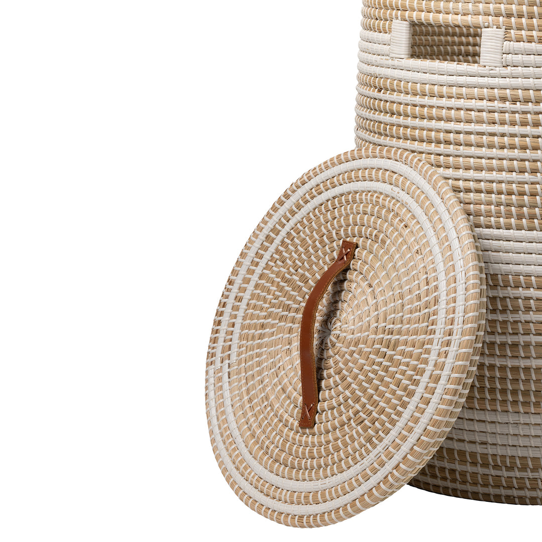 Olinda Natural Seagrass Hamper (White/Natural)