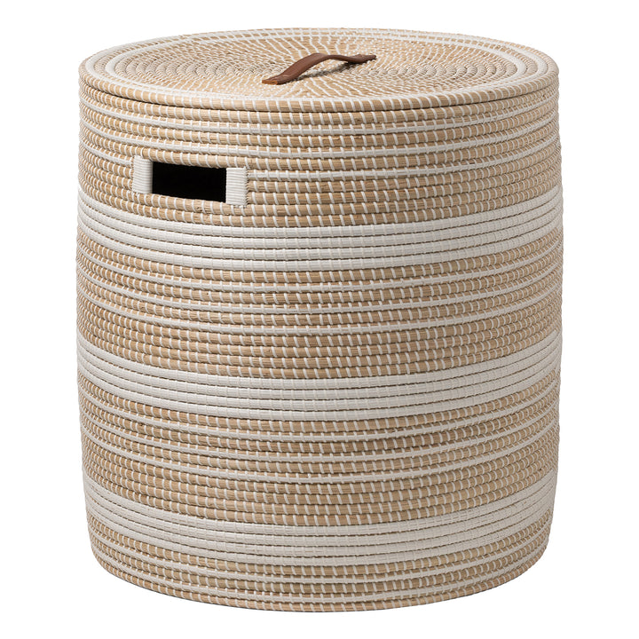 Olinda Natural Seagrass Oversized Hamper (White/Natural)
