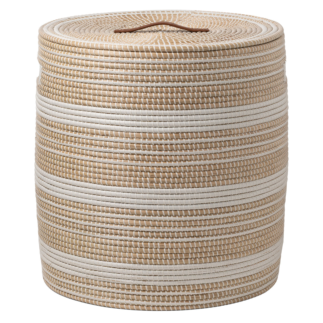 Olinda Natural Seagrass Oversized Hamper (White/Natural)