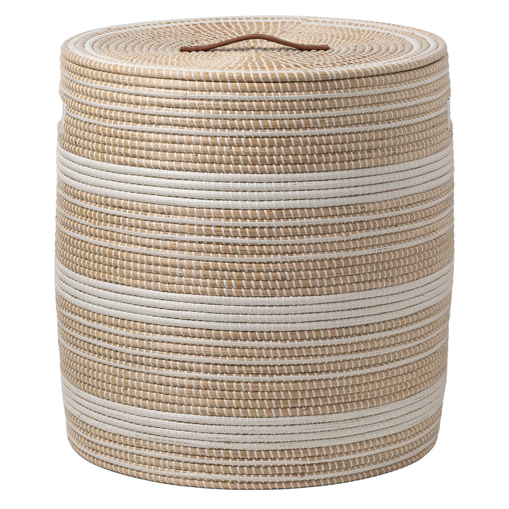 Olinda Natural Seagrass Oversized Hamper (White/Natural)