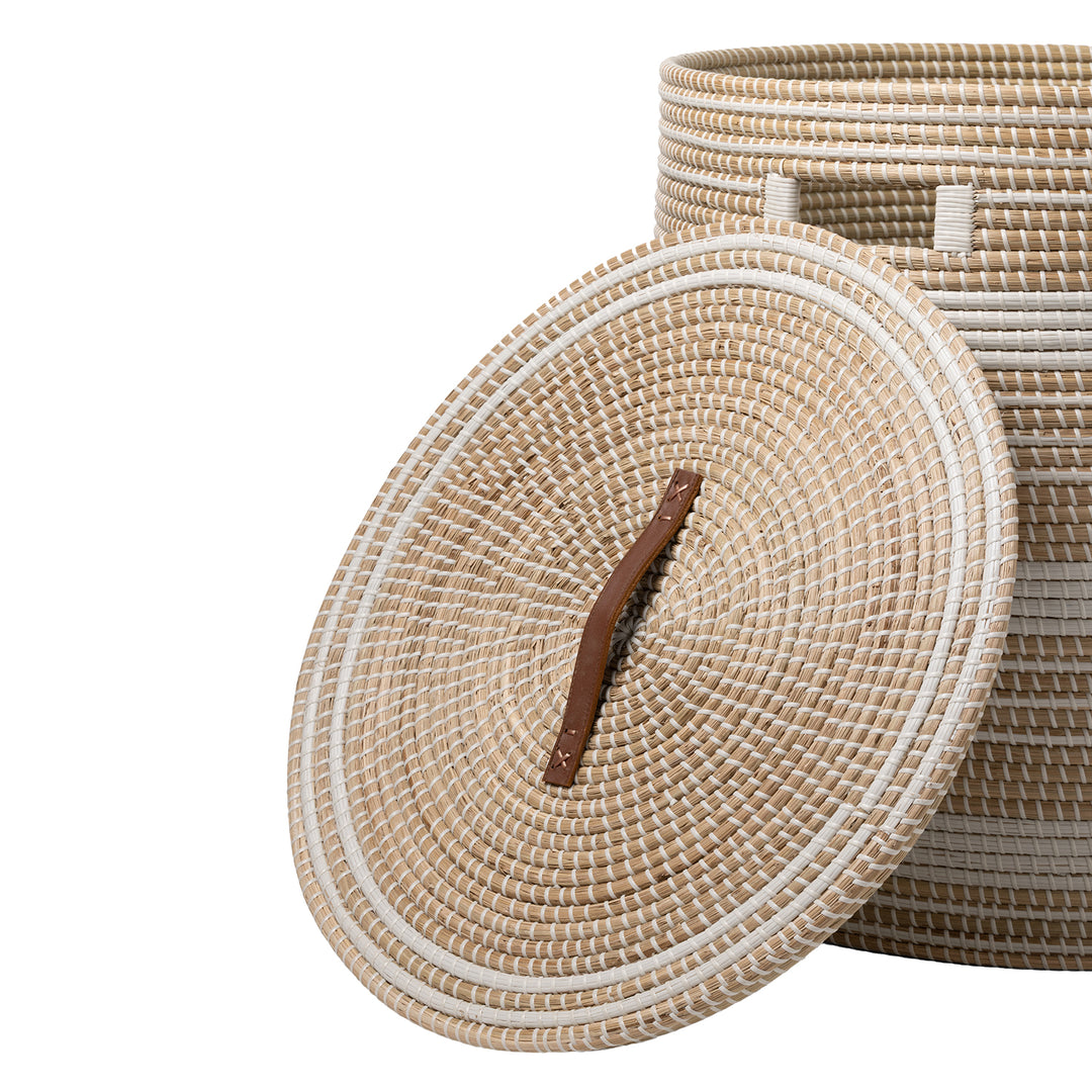 Olinda Natural Seagrass Oversized Hamper (White/Natural)