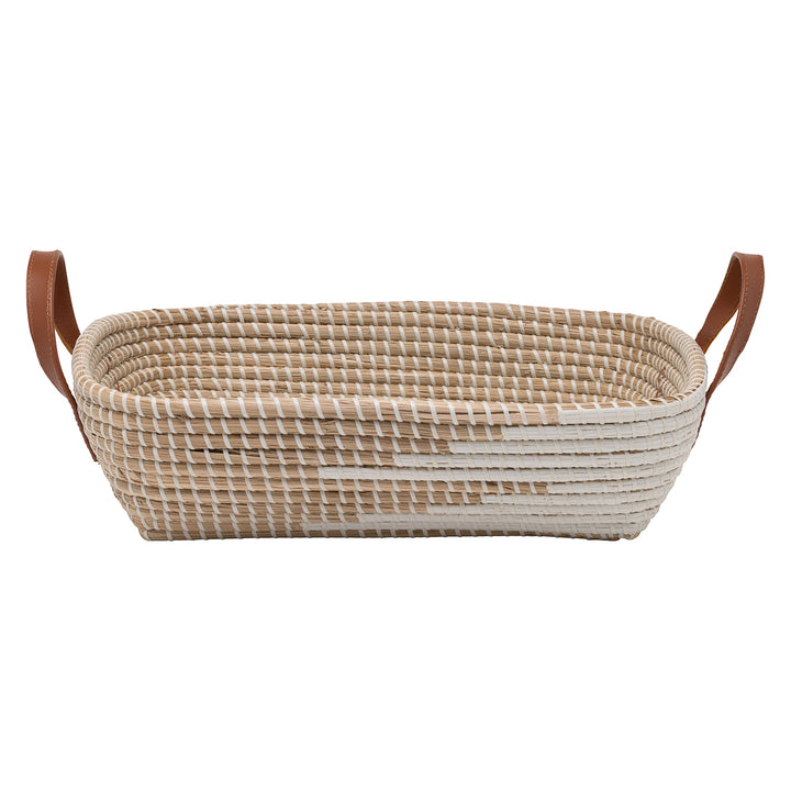 Olinda White/Natural Seagrass Storage Basket Set/2