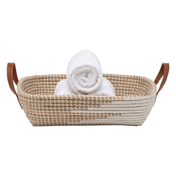 Olinda White/Natural Seagrass Storage Basket Set/2