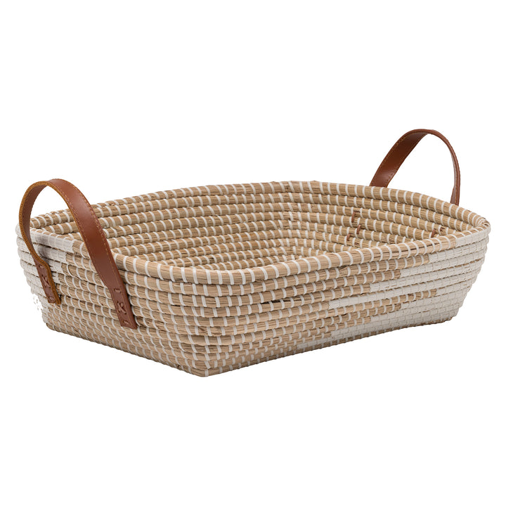 Olinda White/Natural Seagrass Storage Basket Set/2