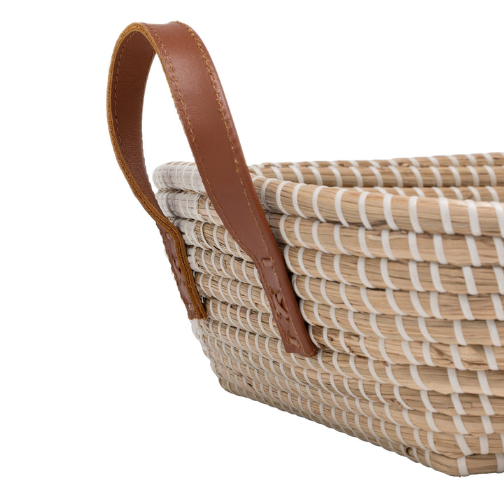 Olinda White/Natural Seagrass Storage Basket Set/2