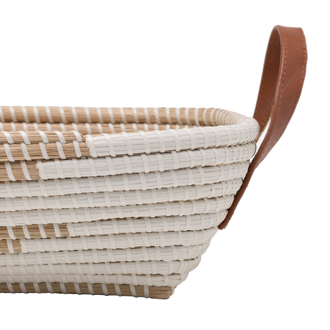Olinda White/Natural Seagrass Storage Basket Set/2