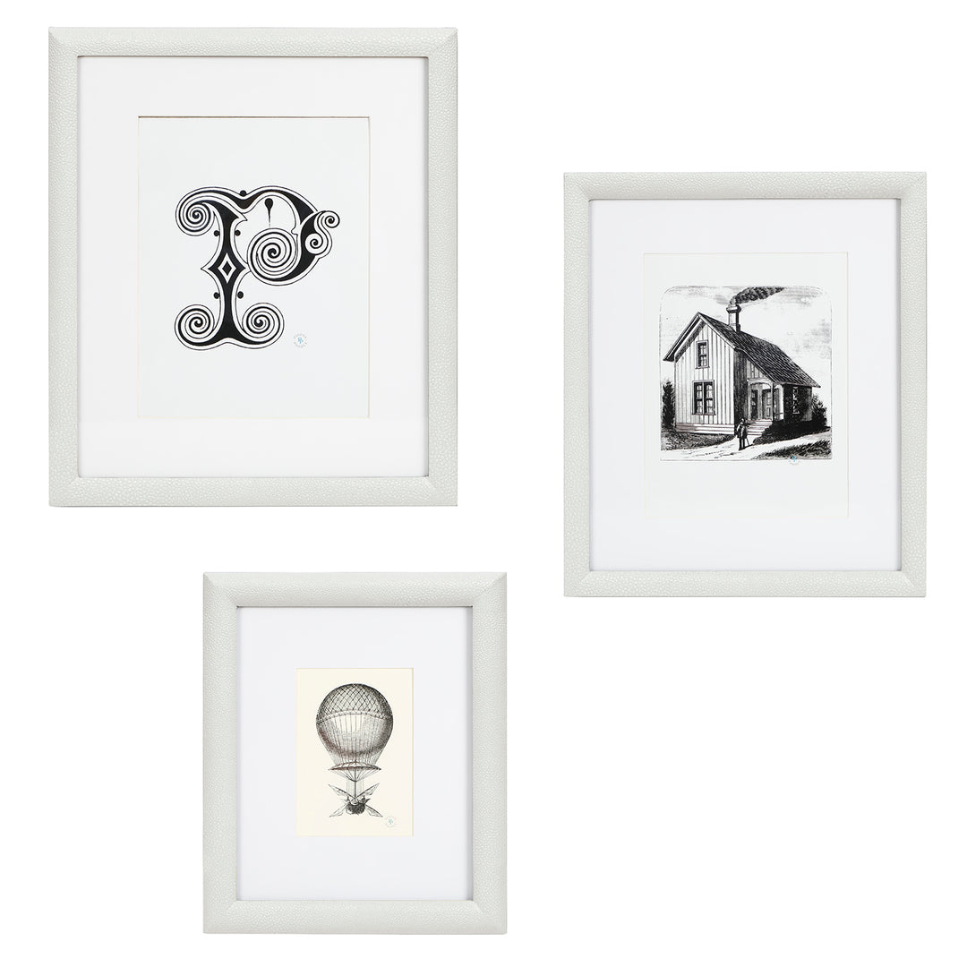 Oxford Faux Shagreen Wall Picture Frame (Blanc)