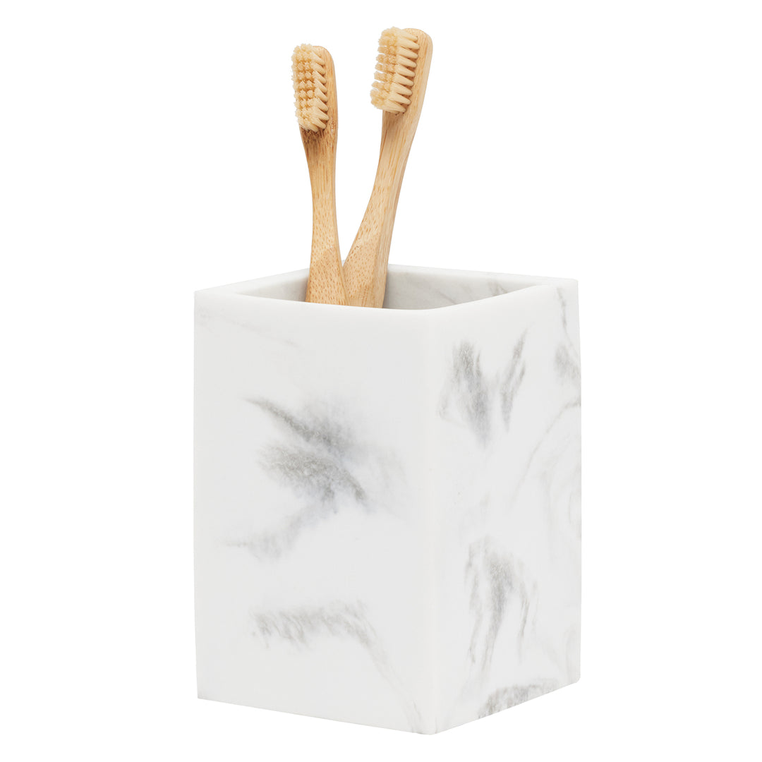 Parma White/Gray Swirled Resin Bathroom Accessories