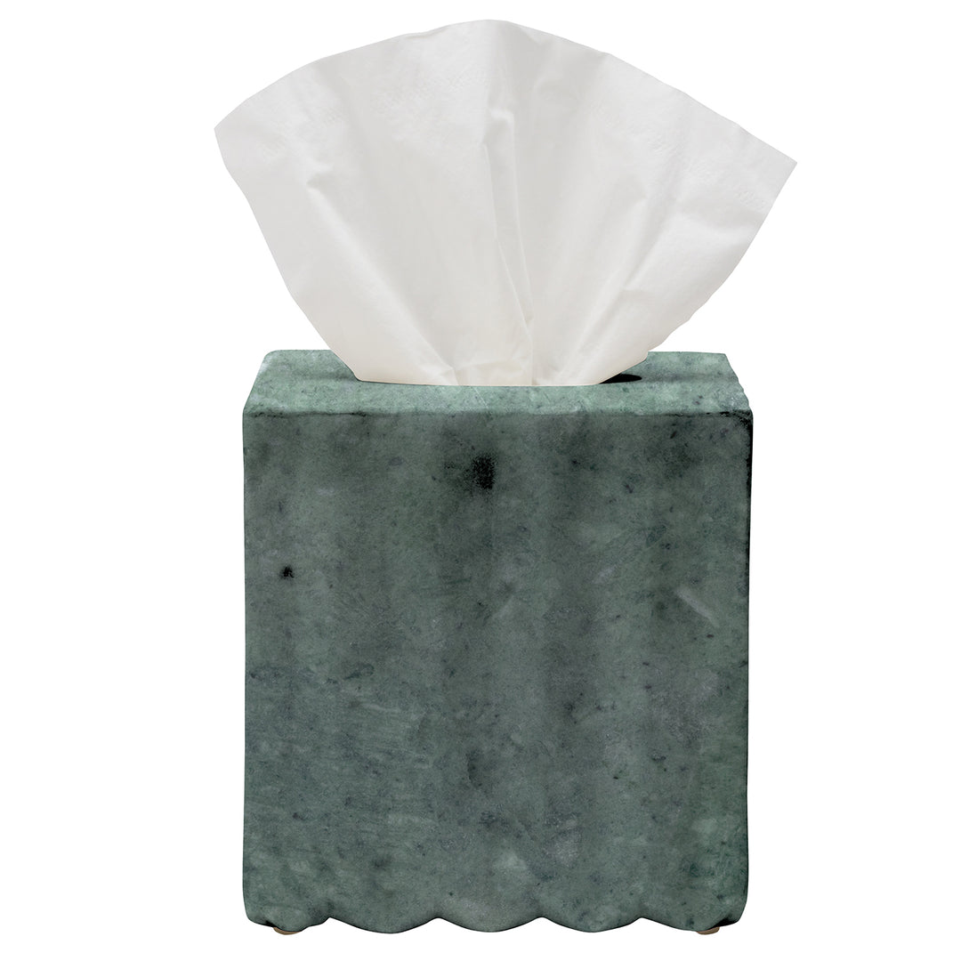 Proviso Fluted Marble Tissue Box Cover (Dark Jade)