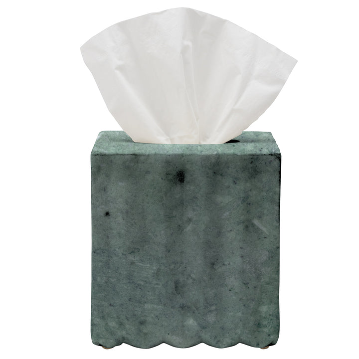 Proviso Fluted Marble Tissue Box Cover (Dark Jade)