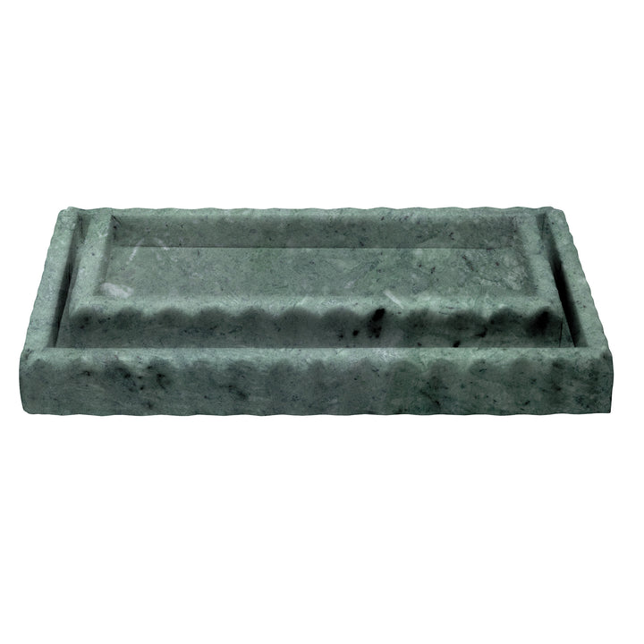 Proviso Fluted Marble Trays Set/2 (Dark Jade)