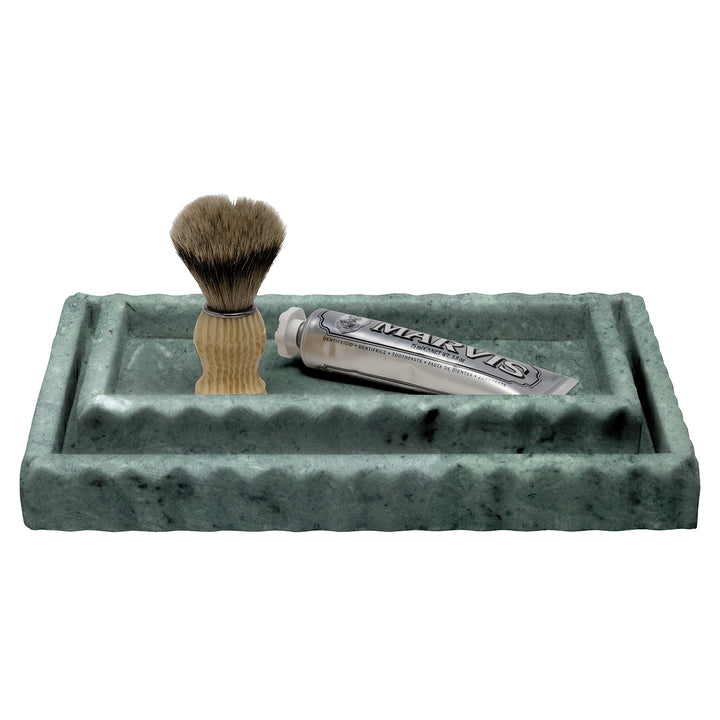 Proviso Fluted Marble Trays Set/2 (Dark Jade)