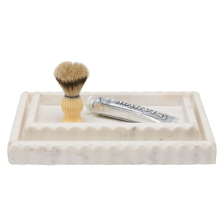 Proviso White Fluted Marble Nested Trays Set/2