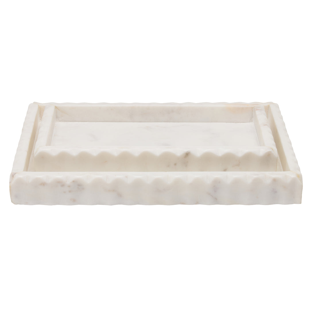 Proviso White Fluted Marble Nested Trays Set/2