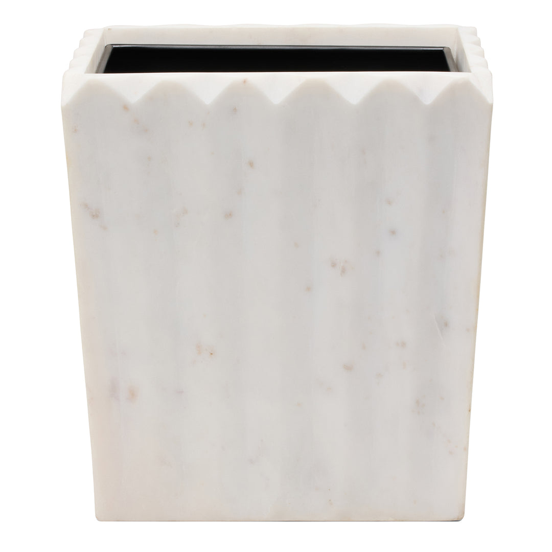 Proviso White Fluted Marble Rectangle Wastebasket