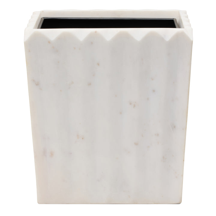Proviso White Fluted Marble Rectangle Wastebasket
