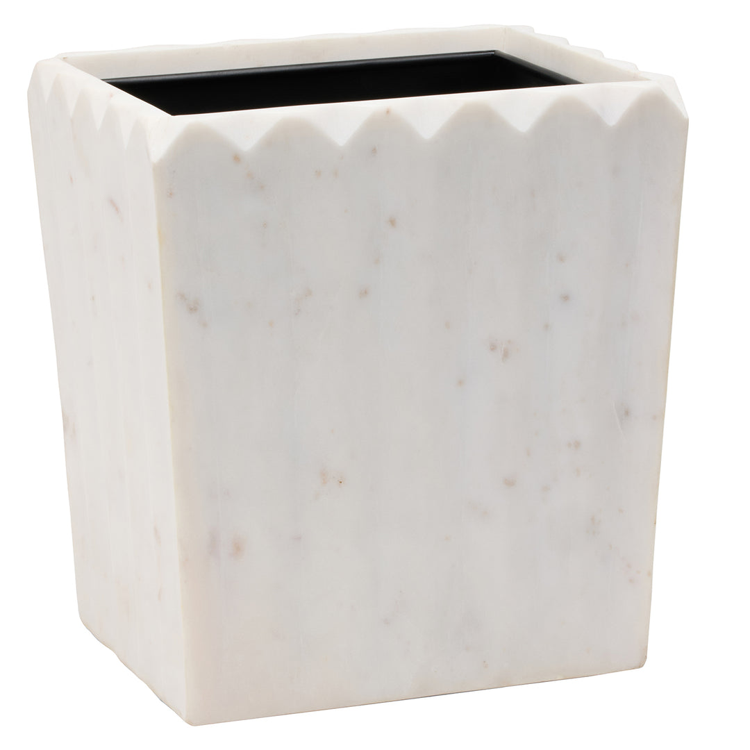 Proviso White Fluted Marble Rectangle Wastebasket