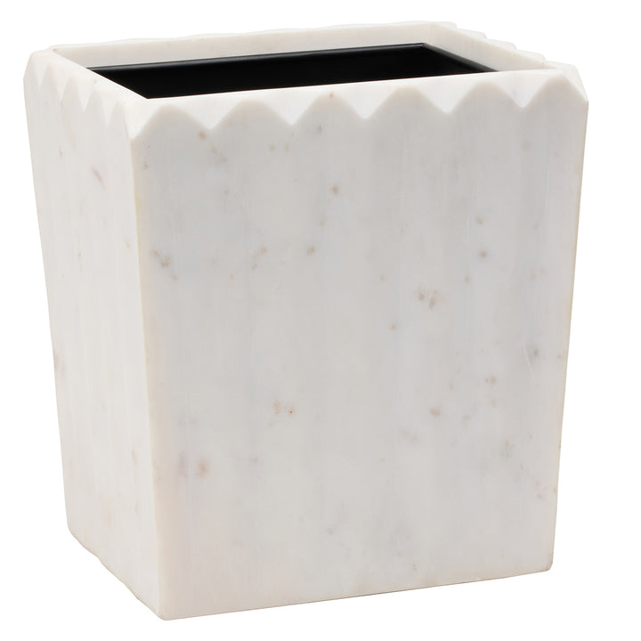 Proviso White Fluted Marble Rectangle Wastebasket