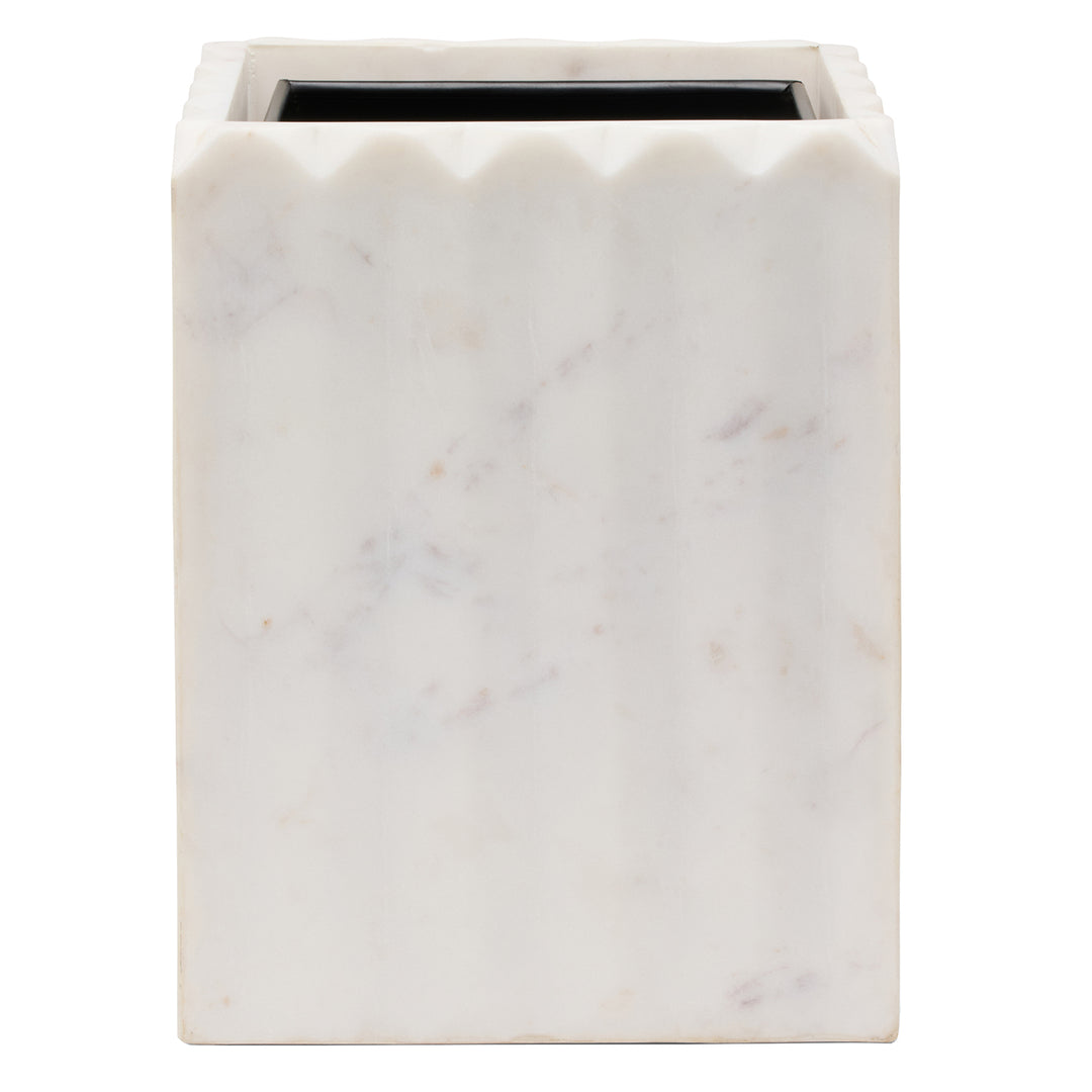 Proviso White Fluted Marble Square Wastebasket