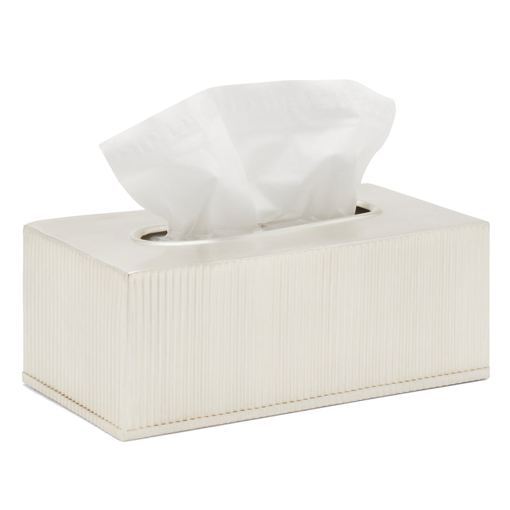 Redon Ribbed Metal Rectangle Tissue Box (Matte Silver)