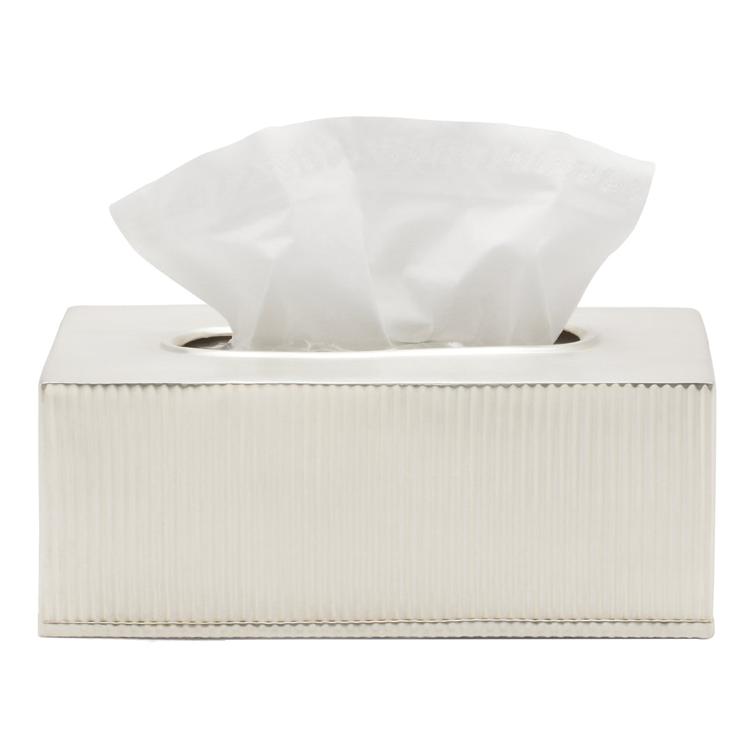 Redon Ribbed Metal Rectangle Tissue Box (Matte Silver)