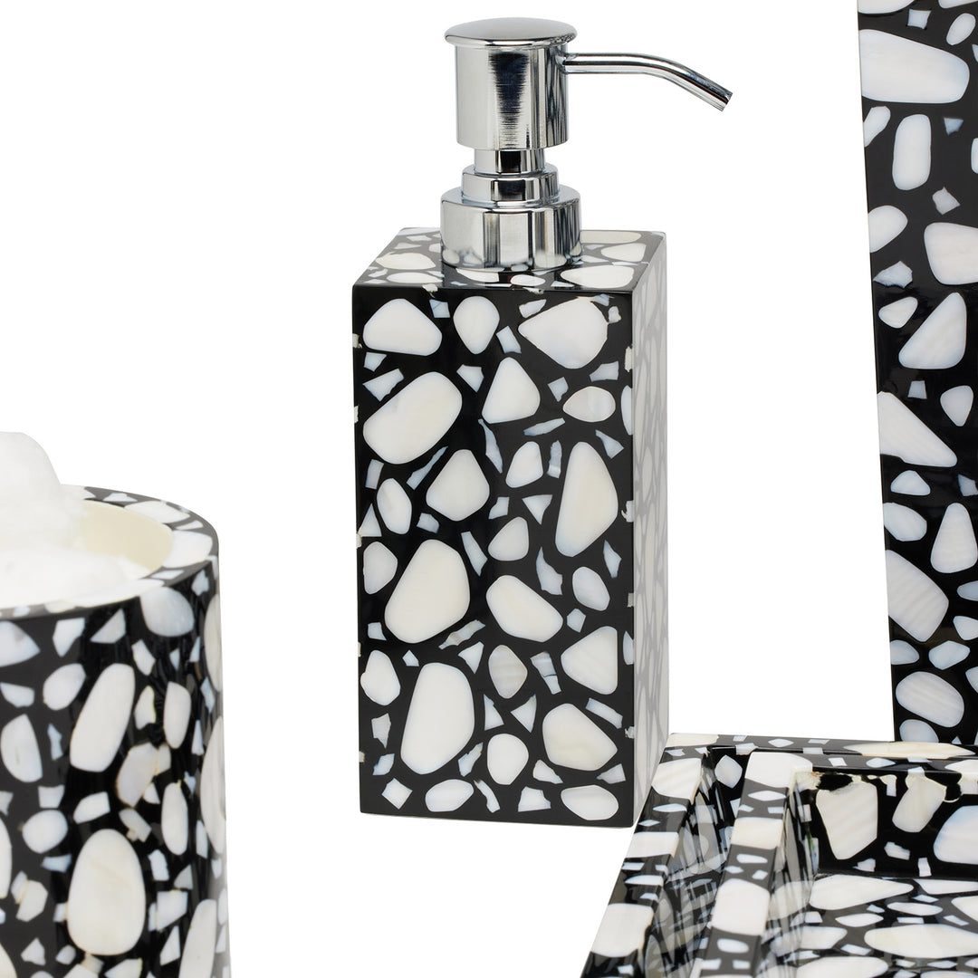 Remini Black Resin/White Shell Soap Dispenser