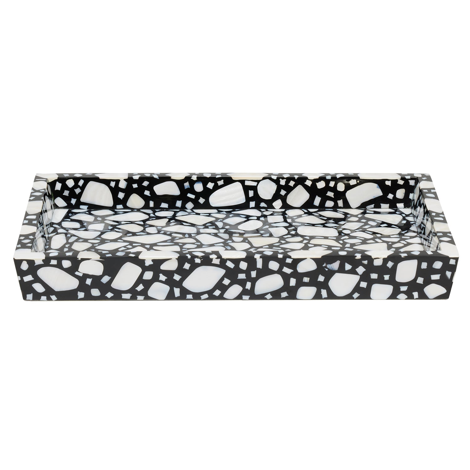 Remini Black Resin/White Shell Tray Medium - Thumbnail 2