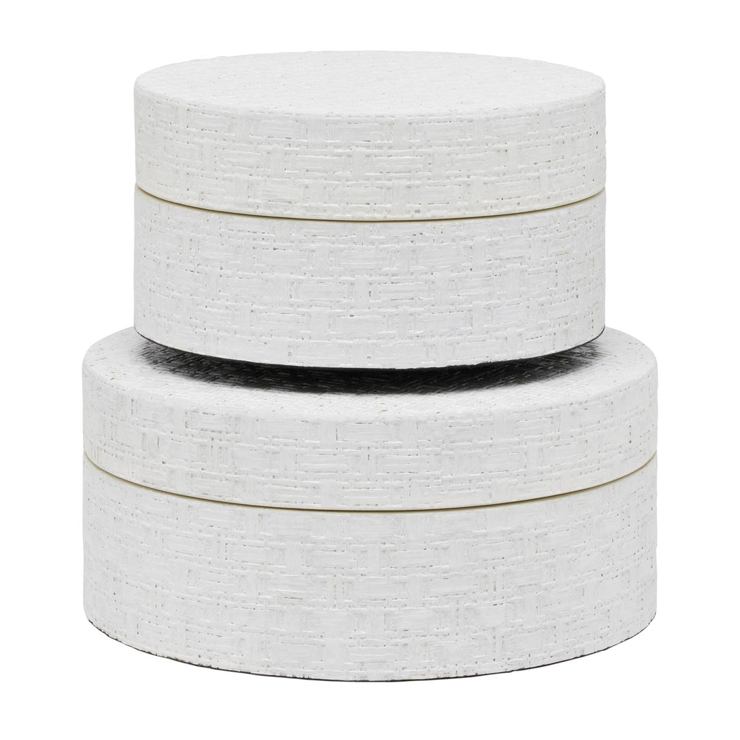 Rosewell Realistic Faux Rattan Canisters Set/2 (Shiny White)