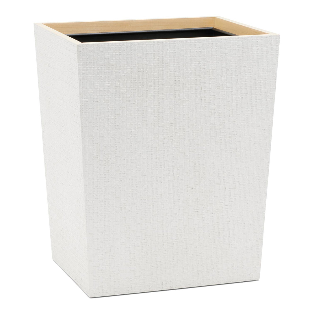 Rosewell Realistic Faux Rattan Rectangular Wastebasket (Shiny White)