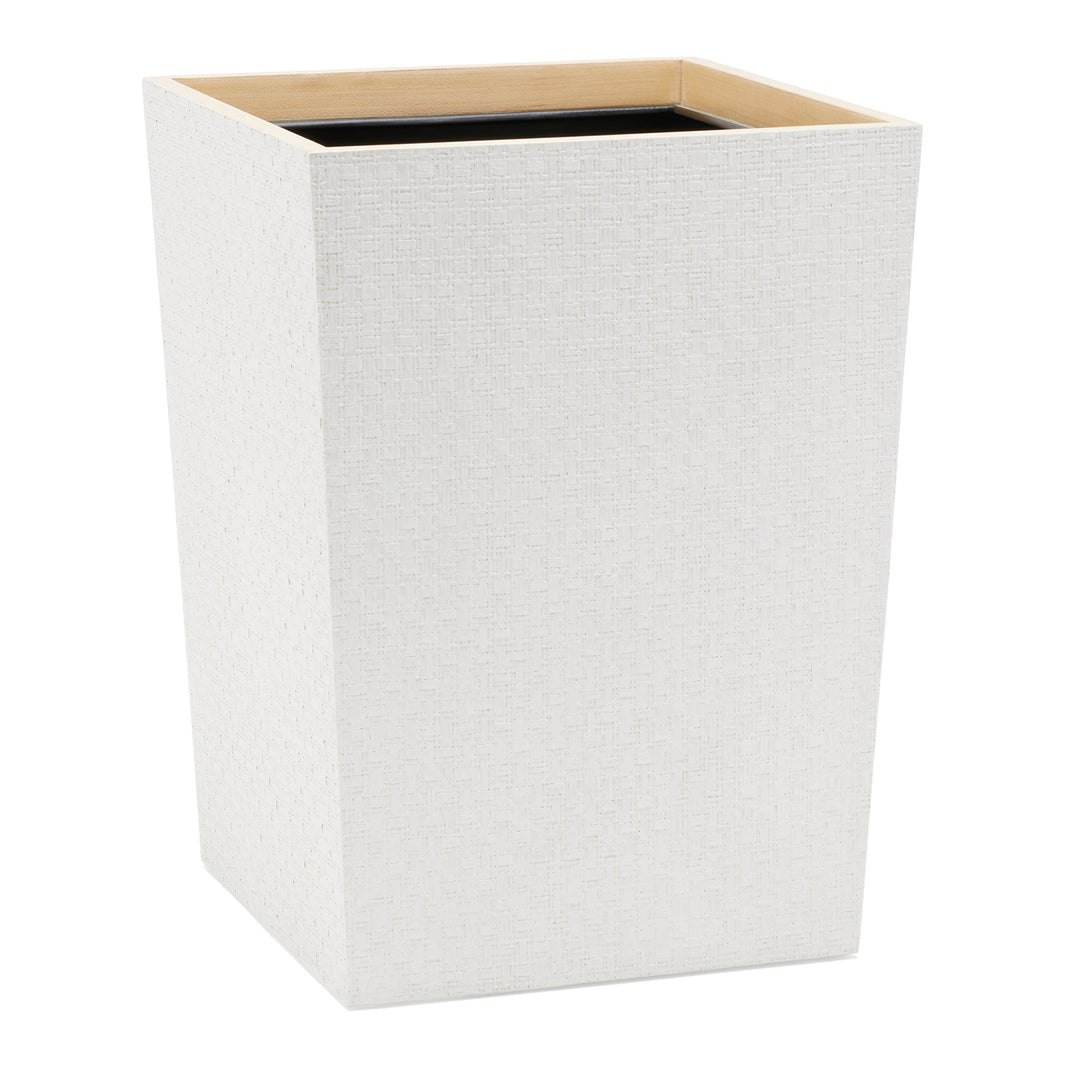 Rosewell Realistic Faux Rattan Square Wastebasket (Shiny White)