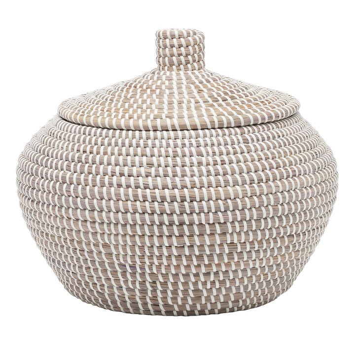 Roslyn Seagrass Round Baskets Set/2 (Gray/White)