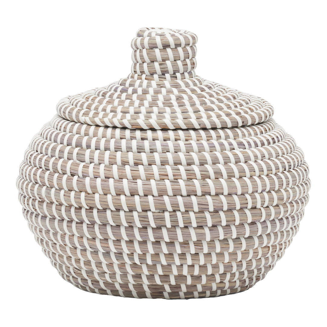 Roslyn Seagrass Round Baskets Set/2 (Gray/White)
