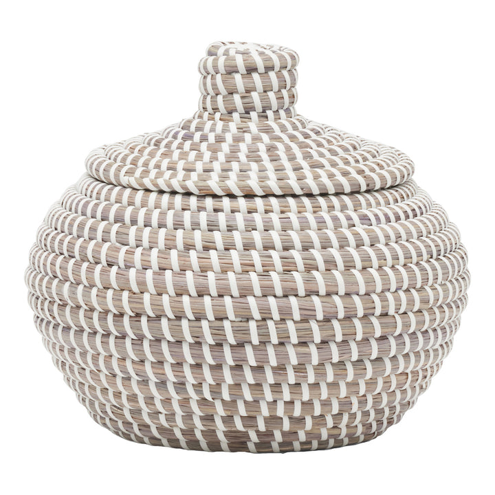 Roslyn Seagrass Round Baskets Set/2 (Gray/White)