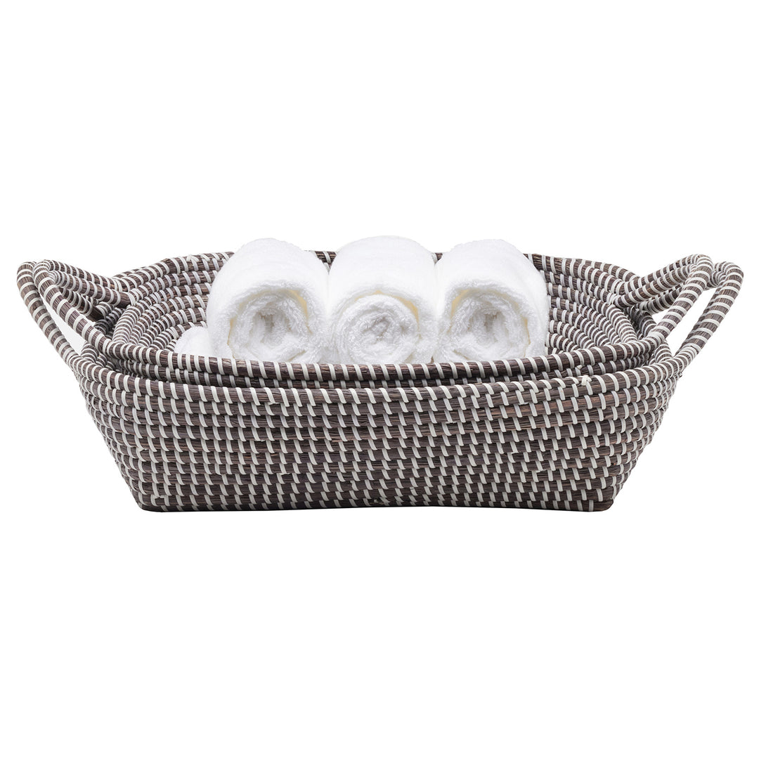 Roslyn Seagrass Storage Baskets (Gray/White)