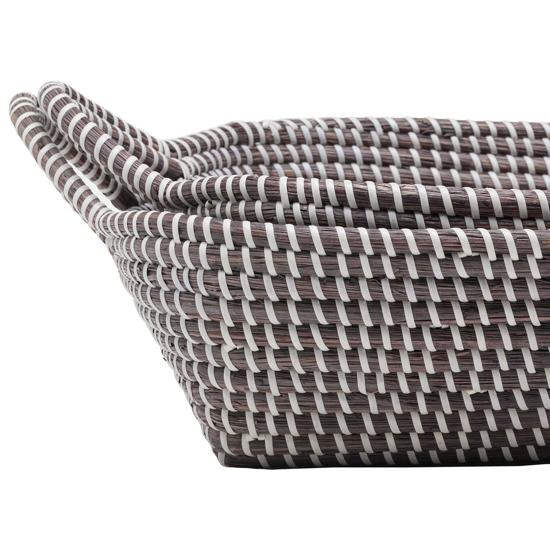 Roslyn Seagrass Storage Baskets (Gray/White)