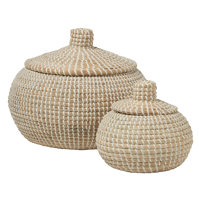 Roslyn Seagrass Round Baskets Set/2 (Whitewashed)