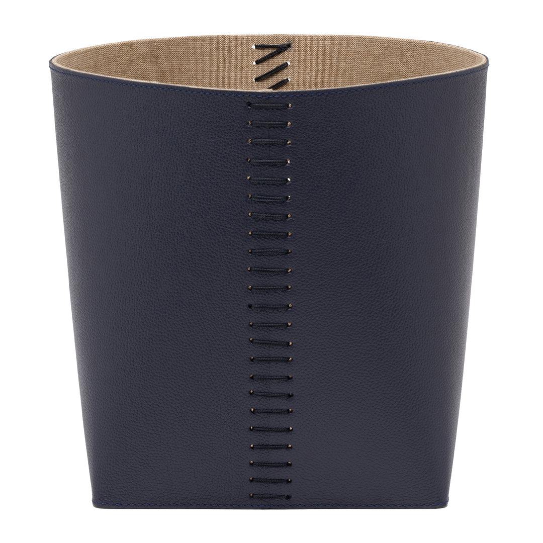 Salo Full-Grain Leather Baskets (Set/2) (Navy)