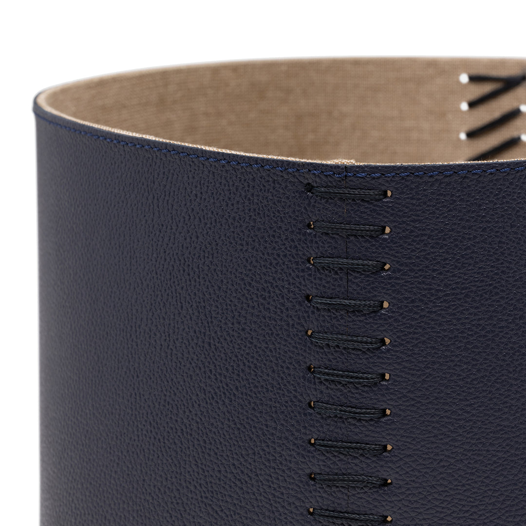 Salo Full-Grain Leather Baskets (Set/2) (Navy)